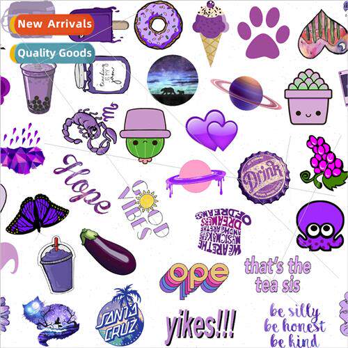 50 purple small fresh cartoon cute stickers luggage notebook