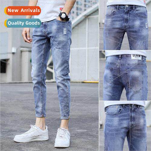 Broken hole jeans men summer thin section of the Korean nd m