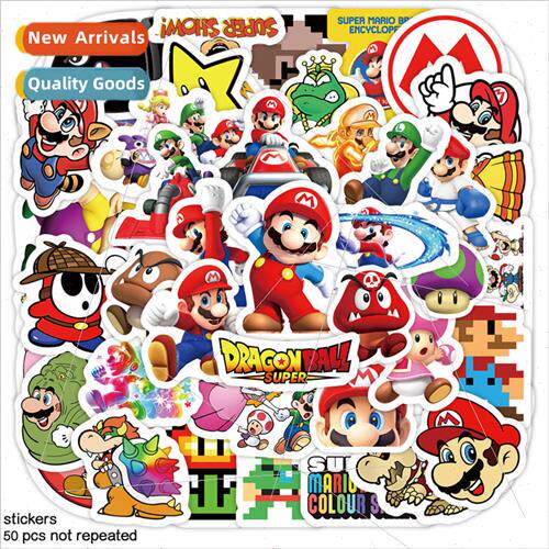50 pcs Super Mario Mario Adventure Game Doodle Stickers Pott