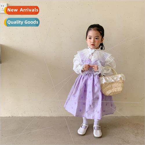 Embroidery girls dress children back dress 2021 spring and f