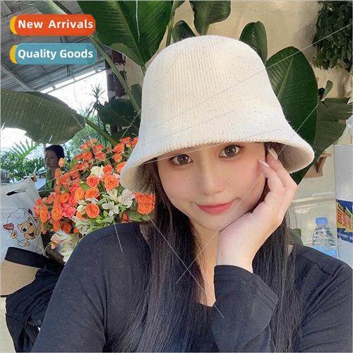 Autumn and winter hats female knitted chenille bucket hat Sh
