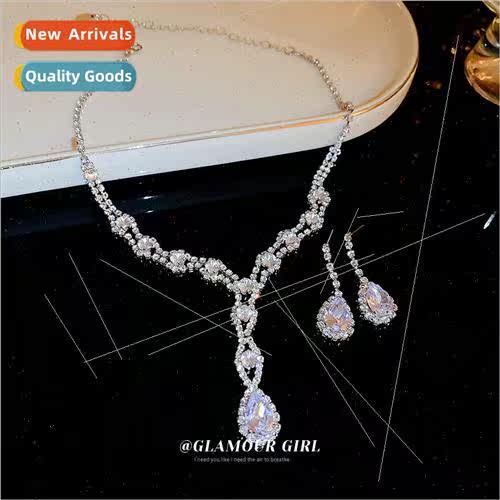 Diamond drop tassel necklace earrings two sets of niche ligh