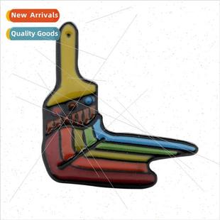Paint Brush Drip Jewelry Brooch Colorful Oil Metal Creative