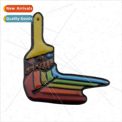 Jewelry Creative Colorful Paint Brush Drip Oil Brooch Metal