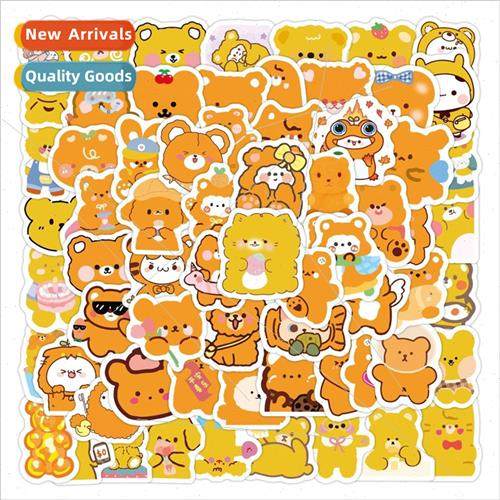 100 pcs of cute orange bear ins handbook stickers car statio
