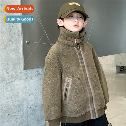 Boys lambs wool jacket fall and winter 2023 new childrens cl
