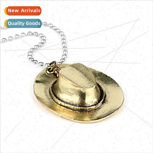 Vintage American Western Cowboy Hat Leather Rope Necklace Pe