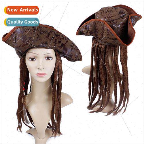 Halloween headdress captain pirate hat wig adult cosplay Pir