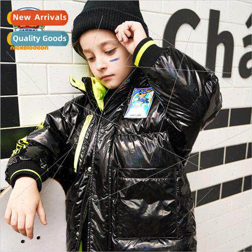 Woof team childrens clothing in long down jacket black winte