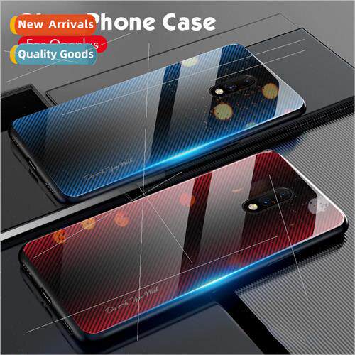 适用 one plus 7pro phone case creative gradient stripes glas
