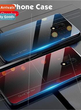 适用 one plus 7pro phone case creative gradient stripes glas