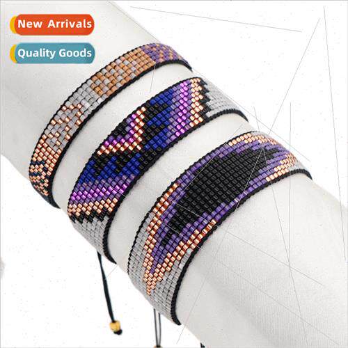 Rice beads hand-woven geometric beaded bracelet female retro