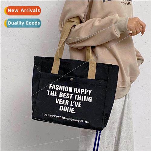 Canvas bag female autumn and winter new Korean letters Ms. h