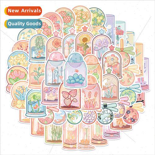 50 self-created designer  ins flowers drink cup stickers lug