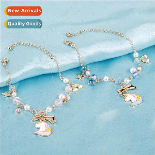 New colorful rainbow unicorn bracelet sweet girl heart bow p
