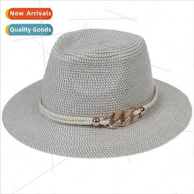 Wide Brim Straw Panama Rolled Brim Hat Tweed Hat Beach 6 Col