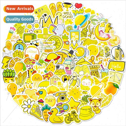 100 small size 4cm VSCO small fresh yellow mix stickers temu
