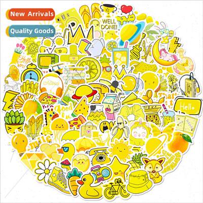 100 small size 4cm VSCO small fresh yellow mix stickers temu