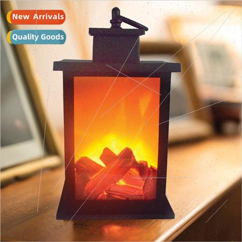 LED Portable Fireplace Lantern Candle Flameless Holder Charc