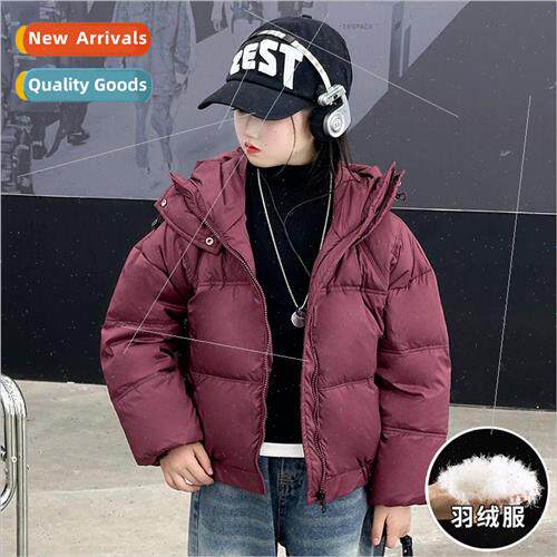 Girls white duck down down jacket 2023 new winter girls chil