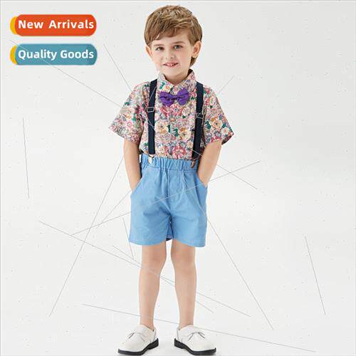 2023 Korean  of the boys summer suit flower short-sleeved sh
