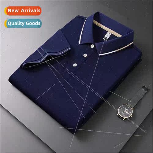 2023 Ice silk color collision printing small lapel mens polo