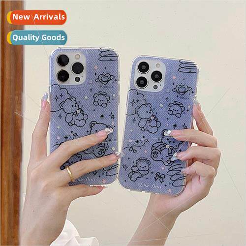 Glitter stars IPhone14PROMAX line bear Apple 13 PRO phone ca