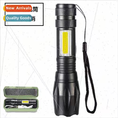 Mini bright flashlight LED with side light COB telescopic zo