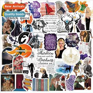 50pcs reading books throne of glass doodle stickers guitar n