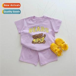 women the printing cartoon baby and men summer Korean