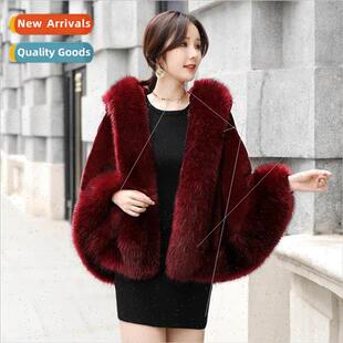 Wedding shawl female fall and winter red cape cloak thickene