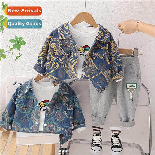 Boys suit spring and fall  2023 new sunflower denim three-pi