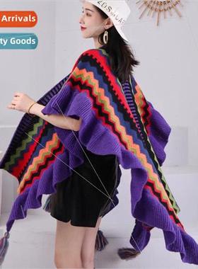 Ethnic  overlay wooden ear shawl knitted cardigan Yunnan Dal