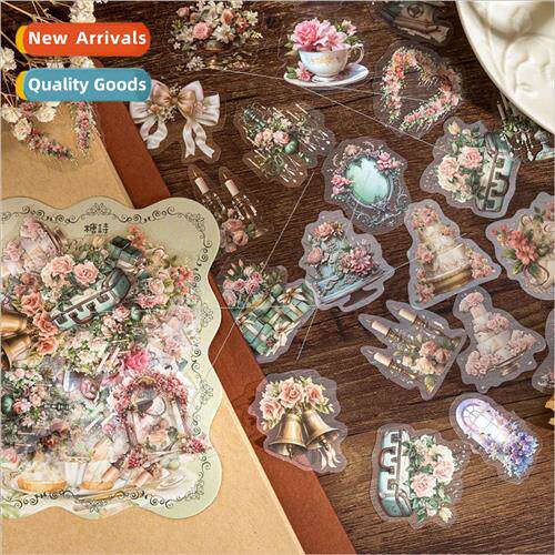 PET white ink sticker pack old dream box flower series retro