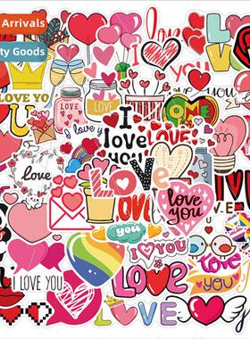 50 Valentines Day Stickers Pink Love ggage Motorcycle Trolle