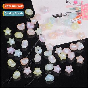 Illusion acrylic colorful pentagram peach heart beads DIY ha
