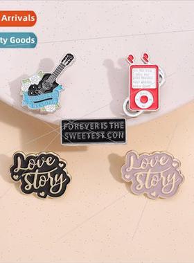 New Music Style Brooch English Geometric Guitar Walkman Shap