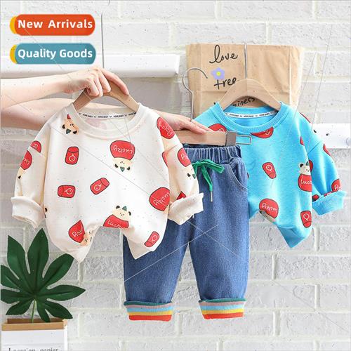2023 new childrens suit spring and fall full print red bag r