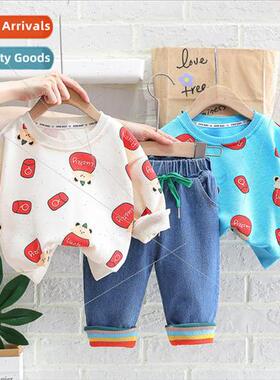 2023 new childrens suit spring and fall full print red bag r