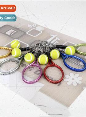 Mini tennis ball tennis racket keychain personalized car key