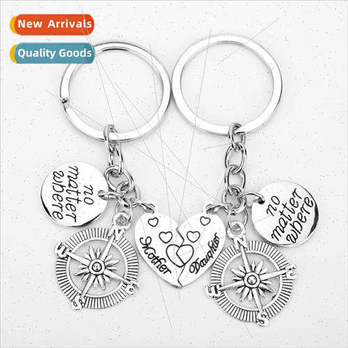 Jewelry No Matter Where Mother Daughter Kinship Keychain Pea