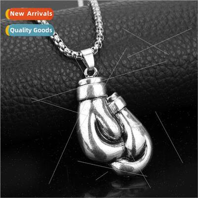 New retro fitness boxing gloves metal necklace personalized