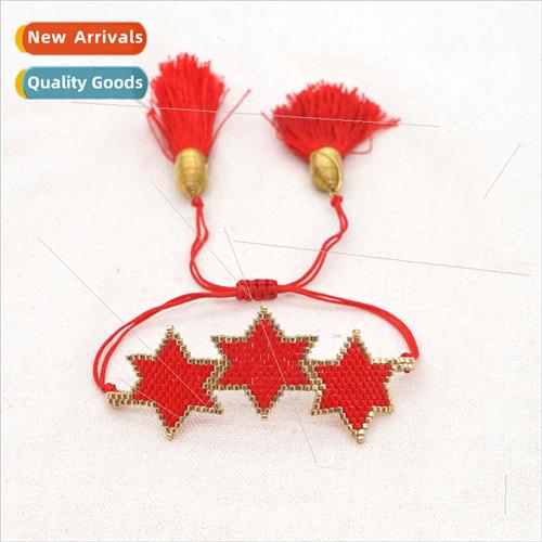 Ethnic  niche created rice beads hundred pentagram copper wi