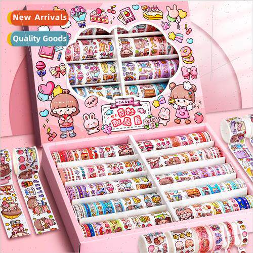100 rolls of tape handbook tape set gift box colorful washi