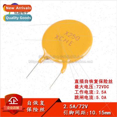 72V 2.5A PPTC Inline Resettable Fuse/Fuse 72V 2500mA Pin Spa