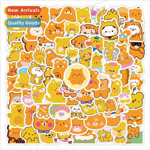 100 orange bear stickers cartoon girl heart animal ride deco