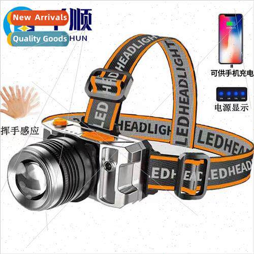Three ghts Strong USB Wave Sensor Fishing Headlamp Blue Yell