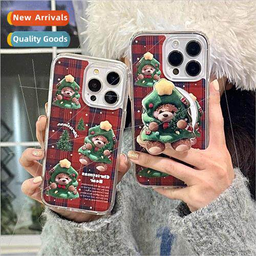 ins  pattern Christmas tree bear 15ProMax stand iPhone 14 适