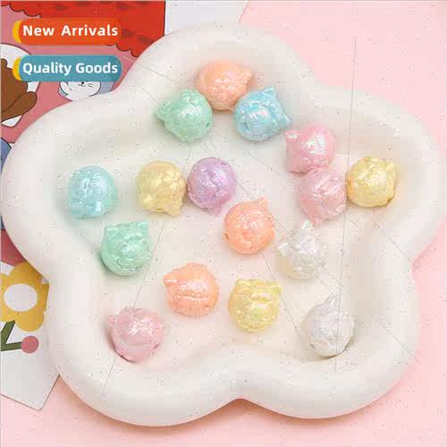 Cute kitten acrylic AB plated color beads loose beads DIY ha