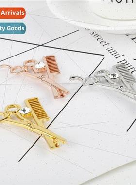 Creative Personalized Scissors Comb Brooch Pin Barber Clothi